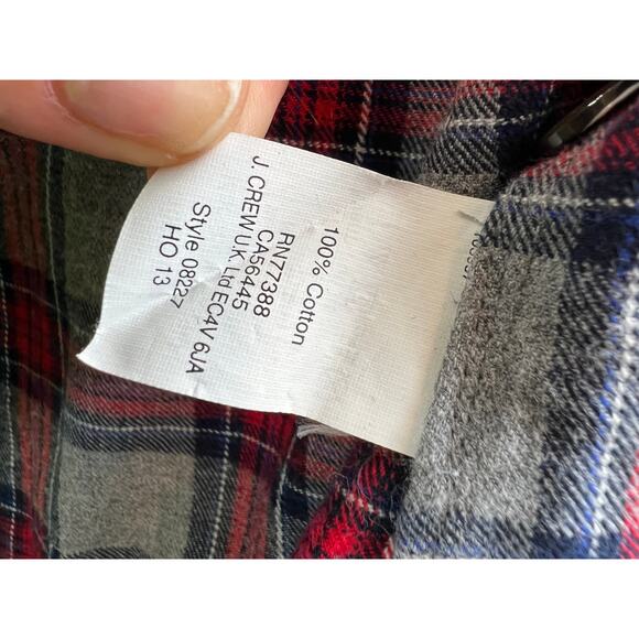 J. Crew Red Gray Tartan Plaid Long Sleeve Button-Down Boy Shirt Size 00 - Picture 5 of 6